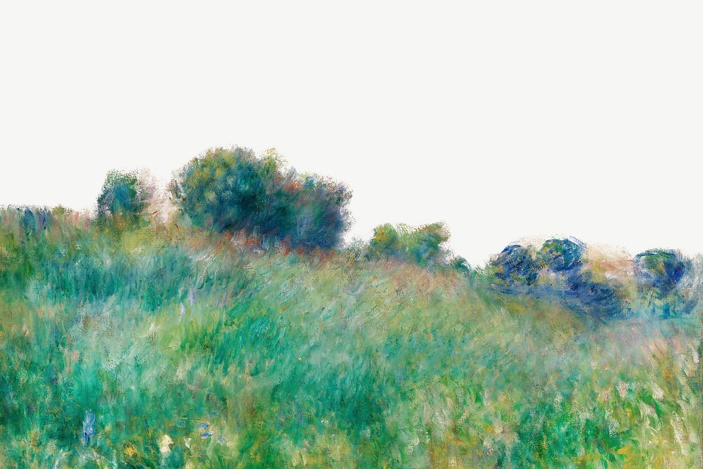 Meadow La Prairie background, Pierre-Auguste Renoir's oil painting psd, remixed by rawpixel