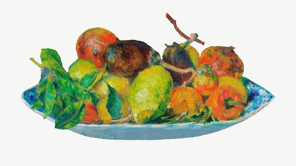Fruits of the Midi, Pierre-Auguste Renoir's vintage collage element psd, remixed by rawpixel