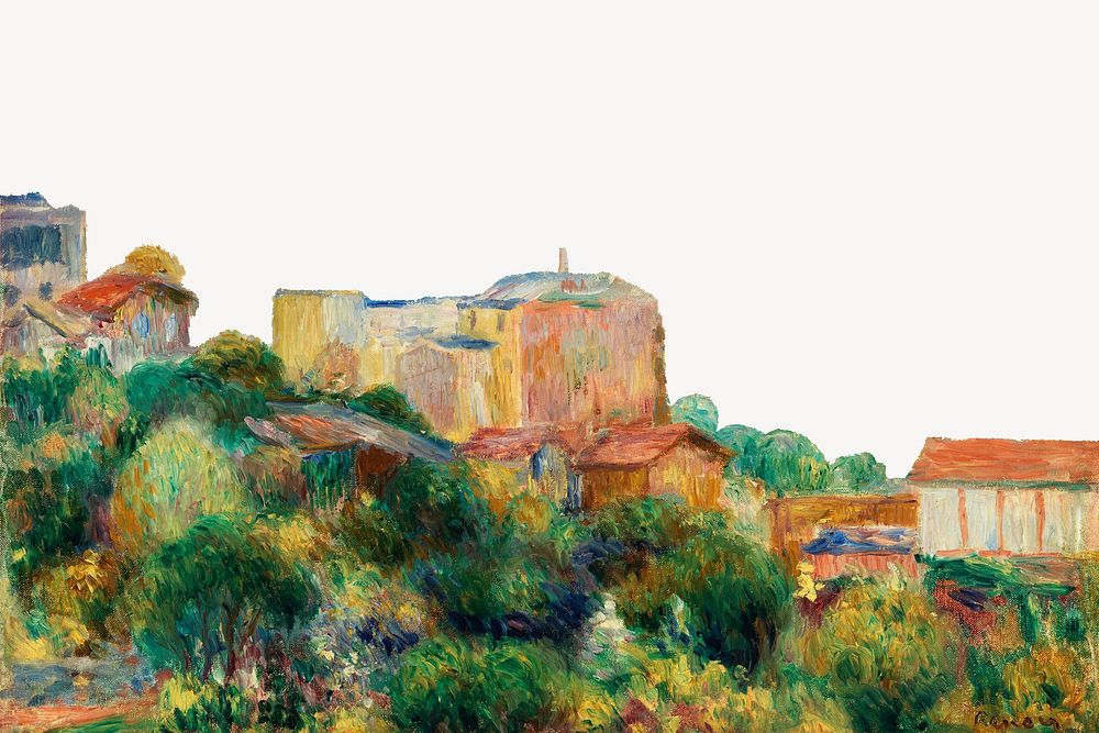 View From Montmartre background, Pierre-Auguste Renoir's oil painting, remixed by rawpixel