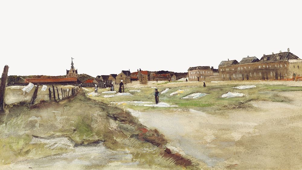 Bleaching Ground at Scheveningen by Vincent Van Gogh, remixed by rawpixel
