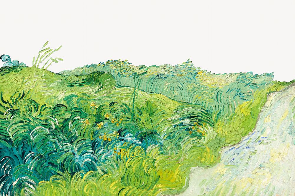 Van Gogh's Green Wheat Fields, famous painting, remixed by rawpixel