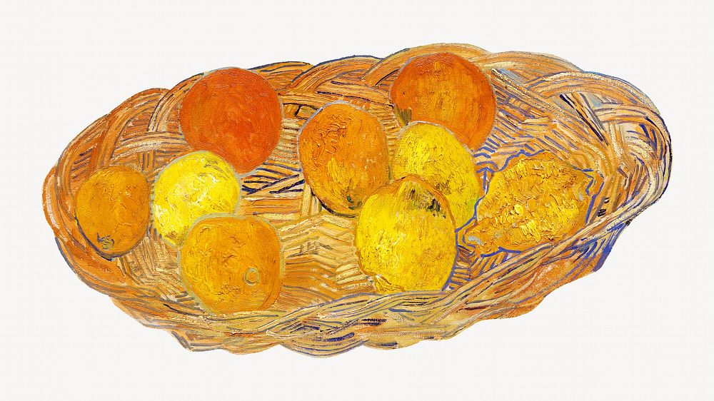 Van Gogh's Still Life of Oranges and Lemons with Blue Gloves, famous painting illustration, remixed by rawpixel
