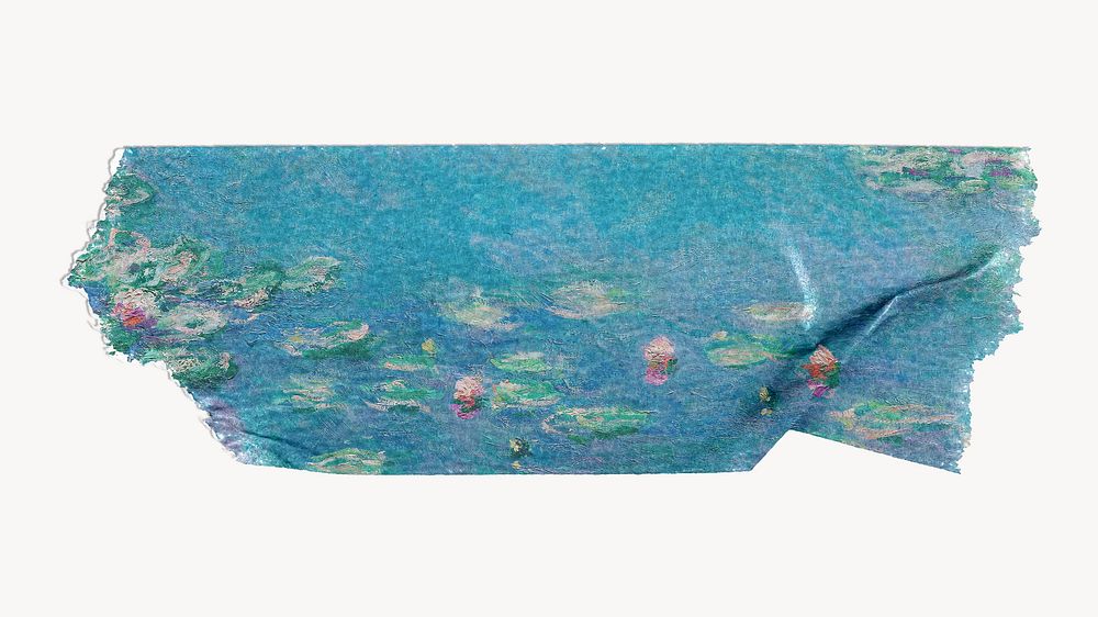 Water lilies artwork washi tape. Claude Monet artwork, remixed by rawpixel.
