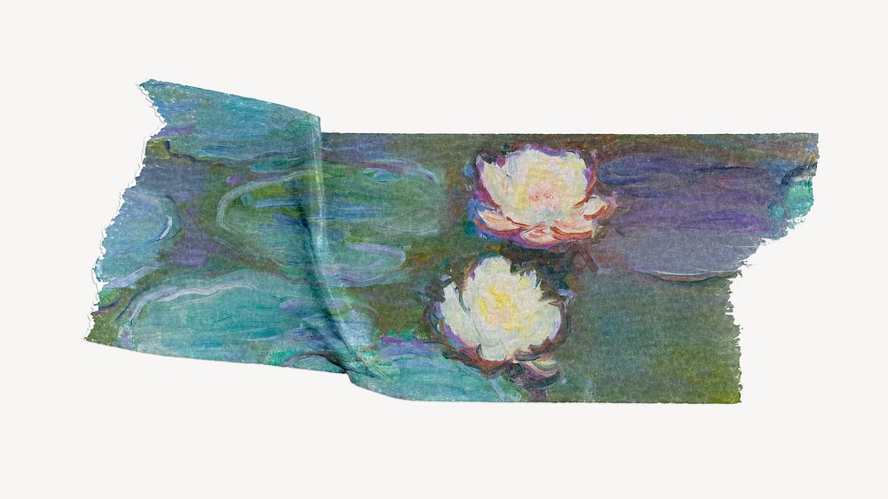Monet's water lilies artwork washi tape. Famous art remixed by rawpixel.