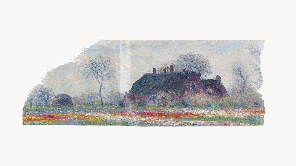 Monet's tulip fields artwork washi tape. Famous art remixed by rawpixel.