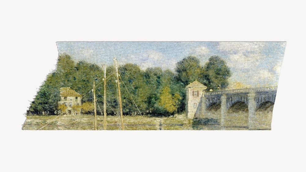 Monet's Argenteuil Bridge artwork washi tape. Famous art remixed by rawpixel.
