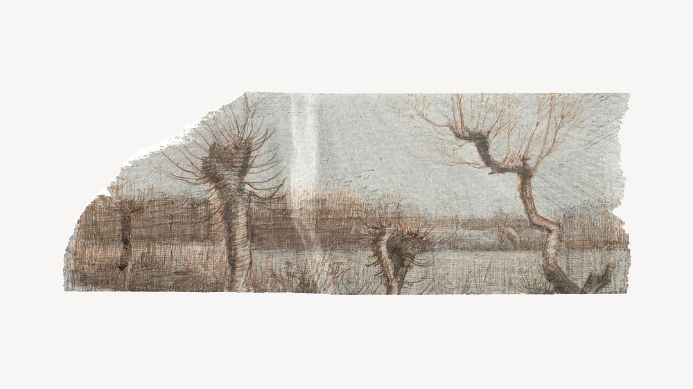 Van Gogh's washi tape, Tetards (Pollards), famous artwork, remixed by rawpixel