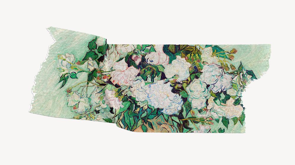 Van Gogh's Roses washi tape, famous artwork, remixed by rawpixel