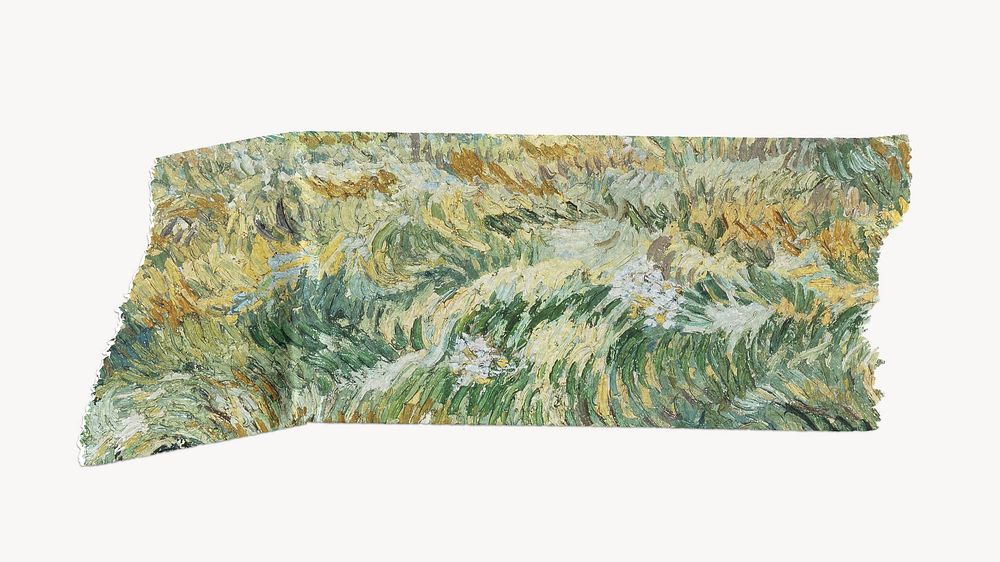 Van Gogh's washi tape, Landscape from Saint-R&eacute;my, famous artwork, remixed by rawpixel
