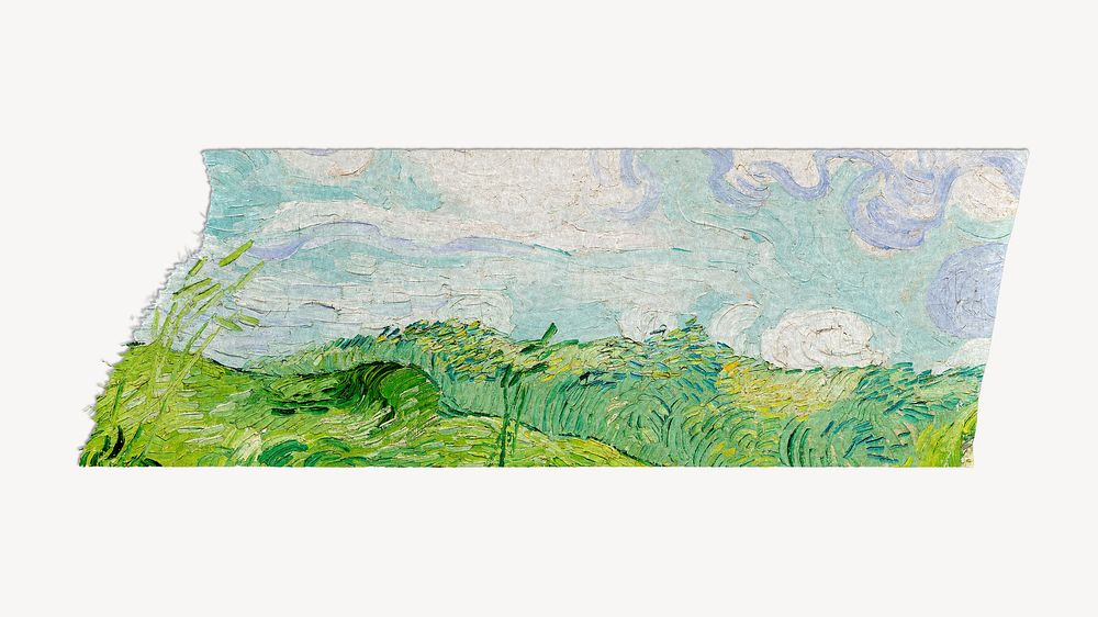 Van Gogh's washi tape, Green Wheat Fields, Auvers, famous artwork, remixed by rawpixel