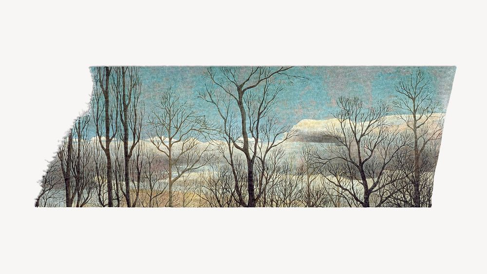 Leafless trees washi tape, Henri Rousseau's vintage illustration, remixed by rawpixel