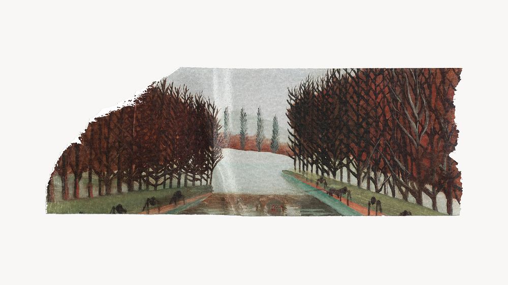 Autumn trees washi tape, Henri Rousseau's vintage illustration, remixed by rawpixel