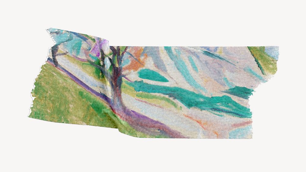 Landscape of Kragero washi tape, Edvard Munch's famous artwork, remixed by rawpixel