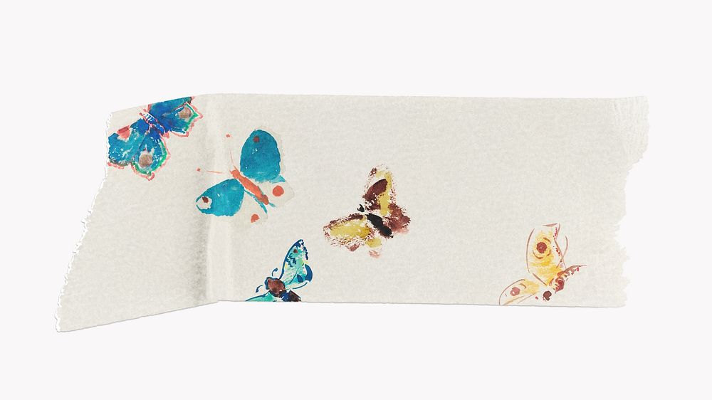 Five Butterflies washi tape, Odilon Redon's vintage illustration, remixed by rawpixel