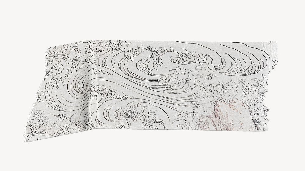Hokusai&rsquo;s Whirlpool at Awa washi tape, vintage Japanese woodcut print, remixed by rawpixel