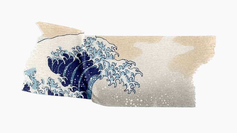 Hokusai's The Great Wave off Kanagawa washi tape. Digitally enhanced by rawpixel.