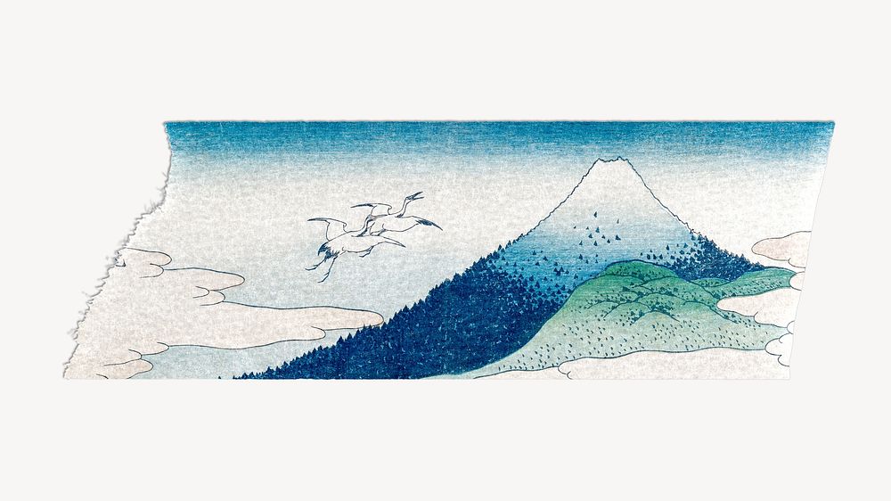 Hokusai's Umezawa Manor washi tape, remixed by rawpixel