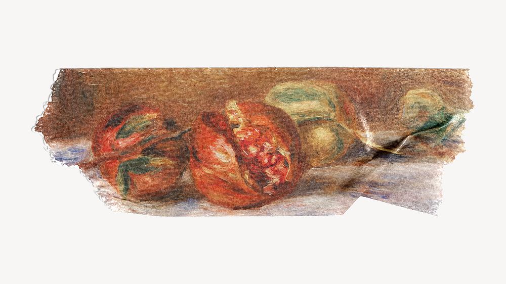 Pomegranates washi tape, Pierre-Auguste Renoir's artwork, remixed by rawpixel