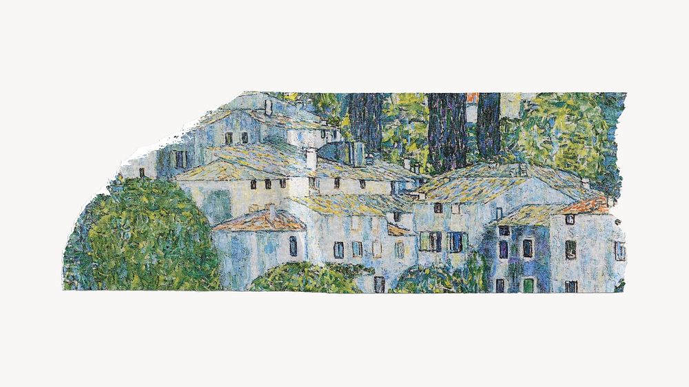 Famous painting washi tape, Gustav Klimt's Kirche in Cassone artwork, remixed by rawpixel