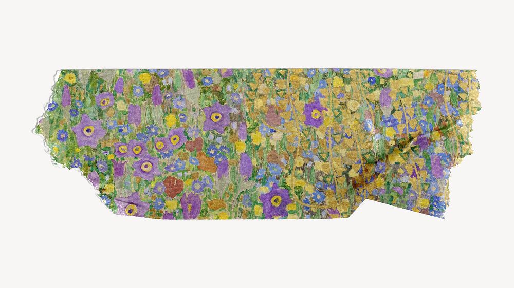 Floral washi tape, Gustav Klimt's The Kiss flower pattern, remixed by rawpixel
