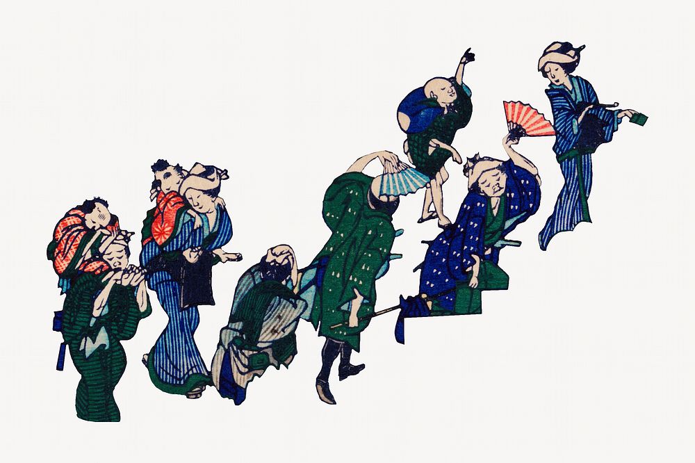 Hokusai&rsquo;s Japanese people, vintage collage element. Remastered by rawpixel.