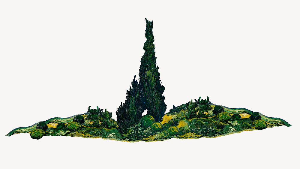 Van Gogh's cypresses illustration. Remastered by rawpixel.