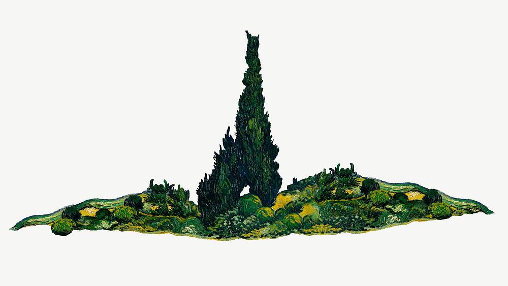 Van Gogh's cypresses clipart psd. Remastered by rawpixel.