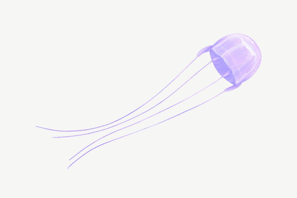 Purple jellyfish, animal illustration, collage element psd