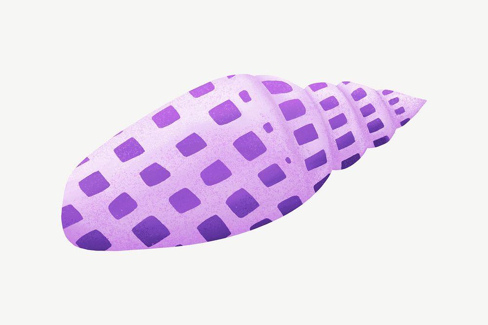 Purple sea shell illustration, collage element psd