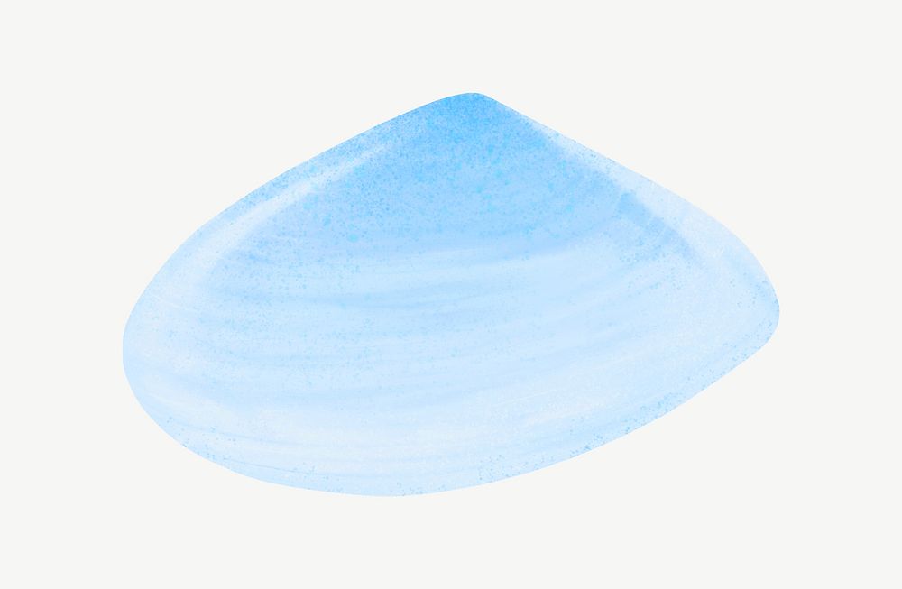 Blue clam illustration, collage element psd