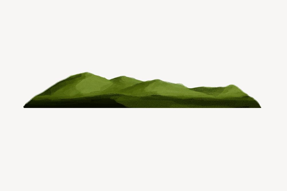 Green hills border illustration, white background