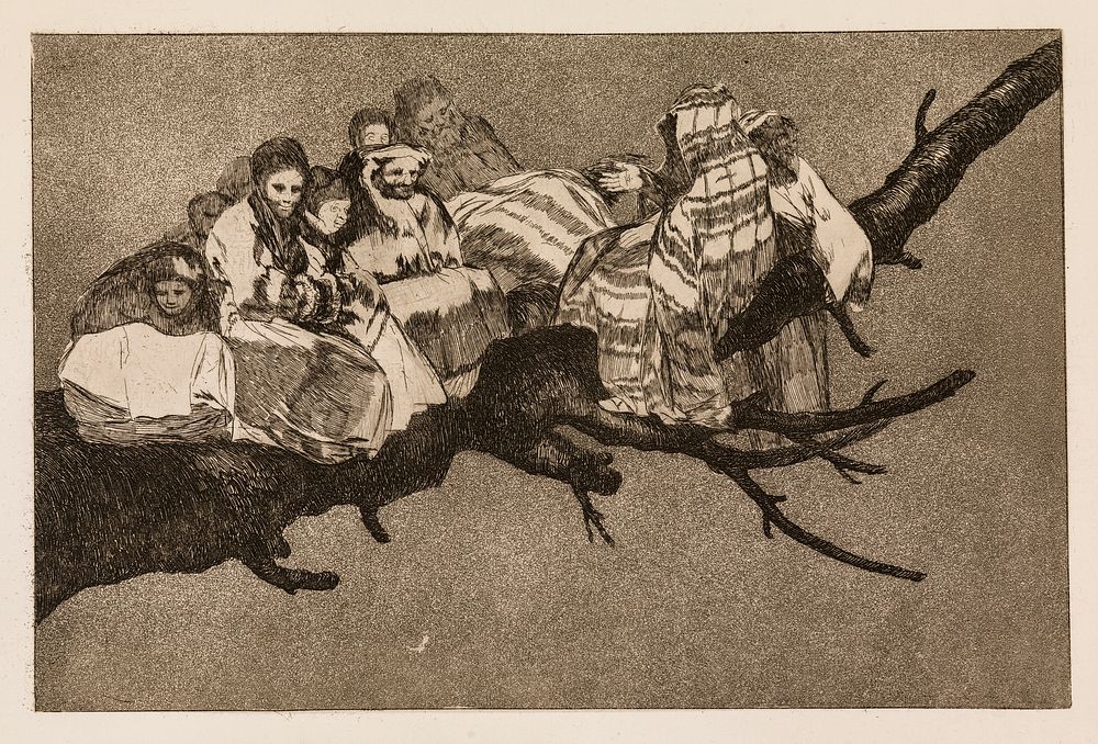 Ridiculous folly (Walking between the branches / talking through one's hat) by Francisco Goya