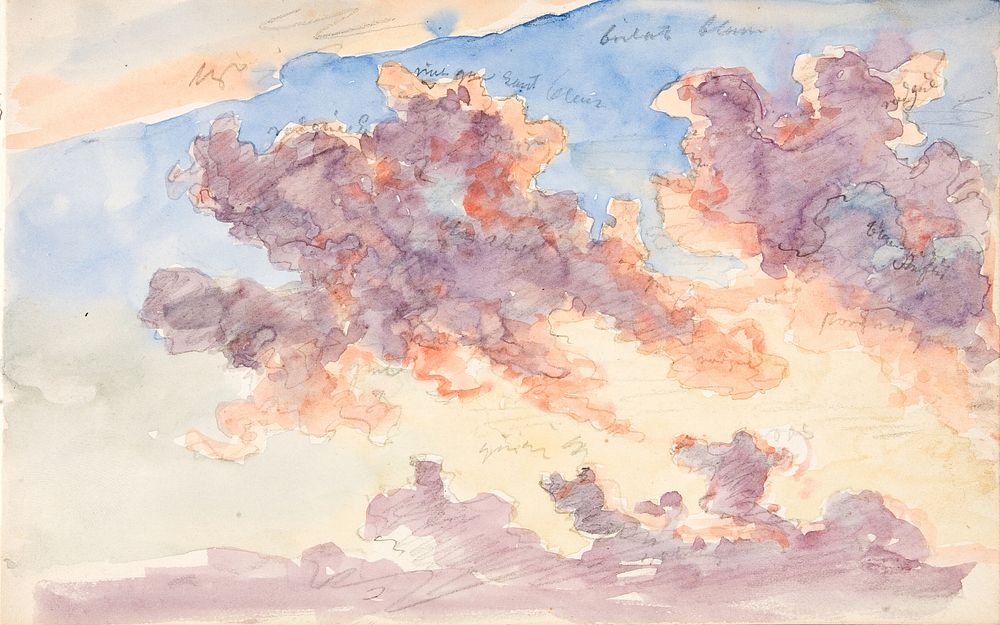 Cloud study.A sunset sky by Martinus Rørbye