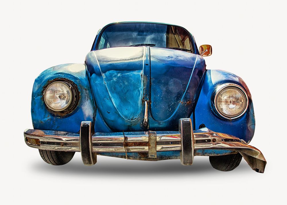 Blue classic car isolated image
