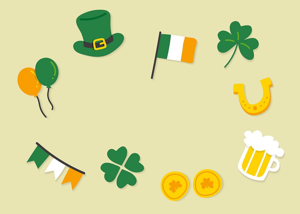St.Patrick&rsquo;s day icons collage elements set