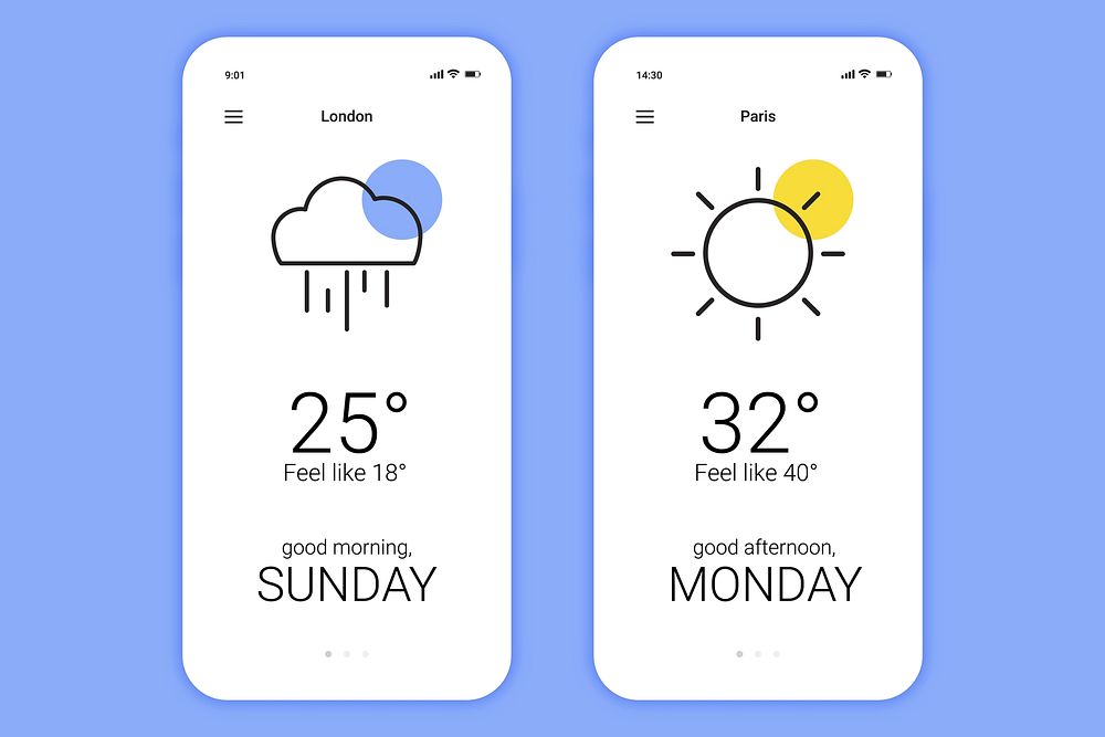 Weather forecast app UI