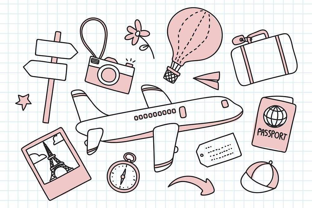 Travel element pink doodle