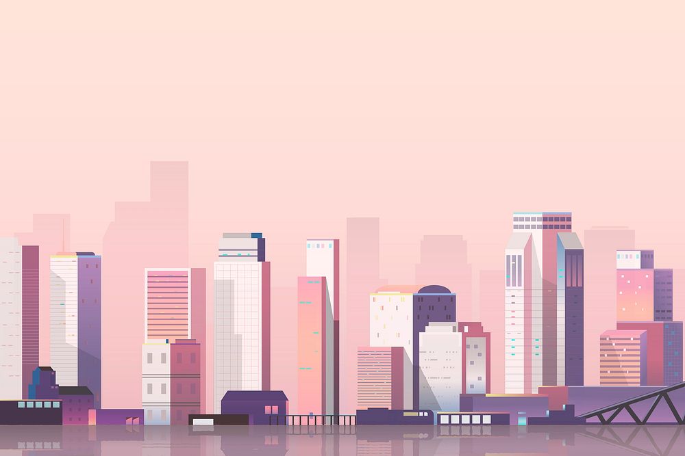 Pink urban scene background