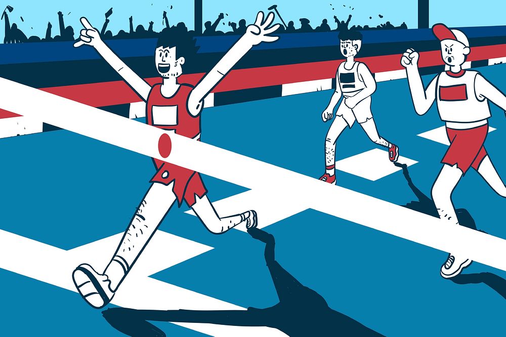 Runner winning marathon illustration