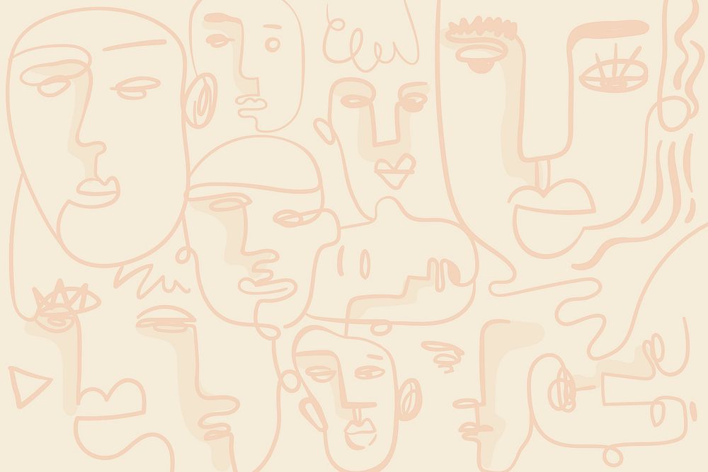 Human face line drawing background, abstract pattern illustration