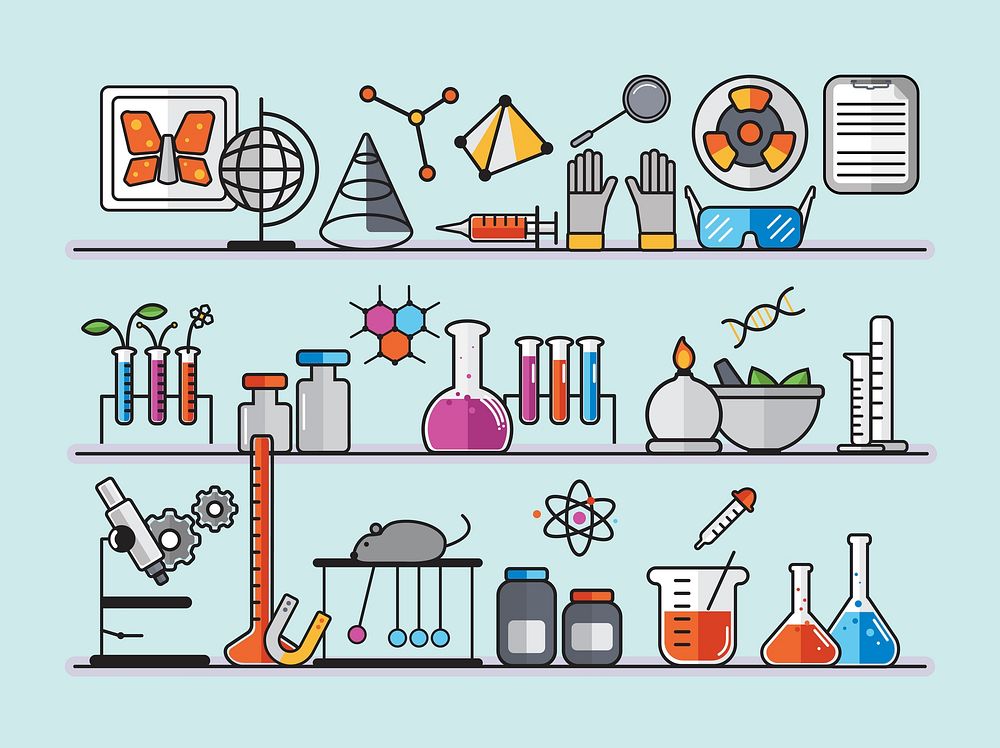 Chemistry laboratory instrument illustration set