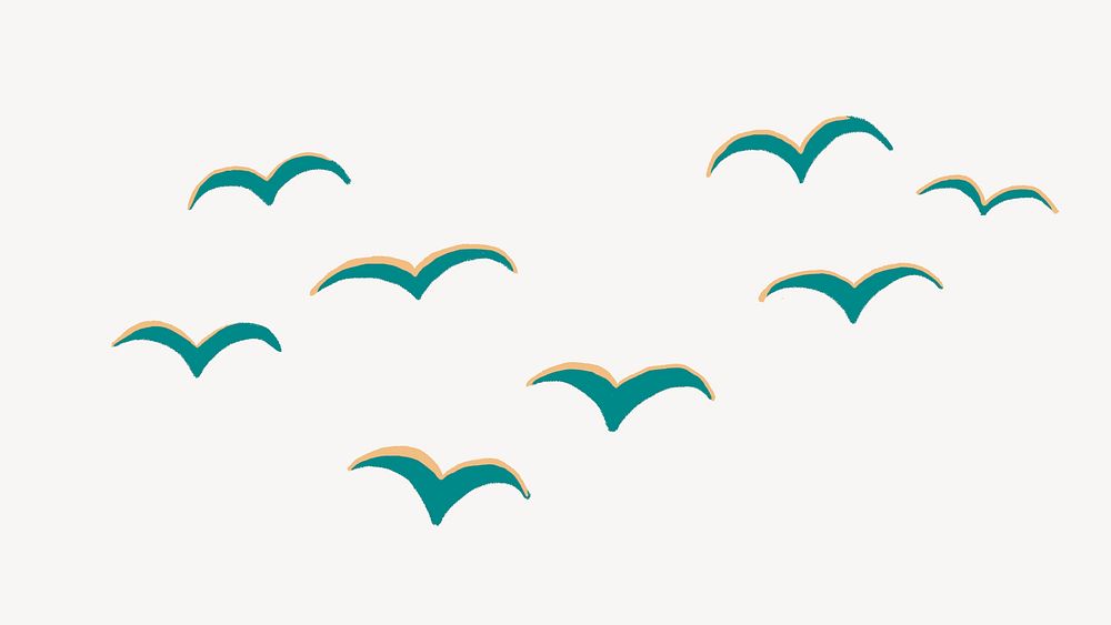 Flying birds collage element psd