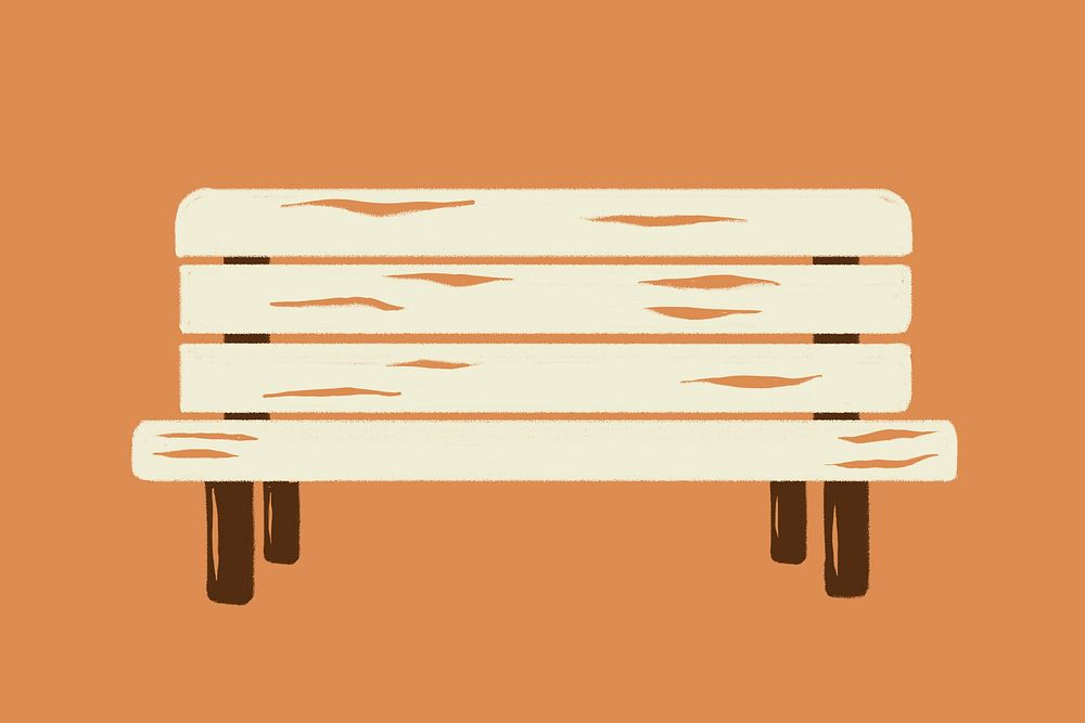 Wooden bench collage element psd