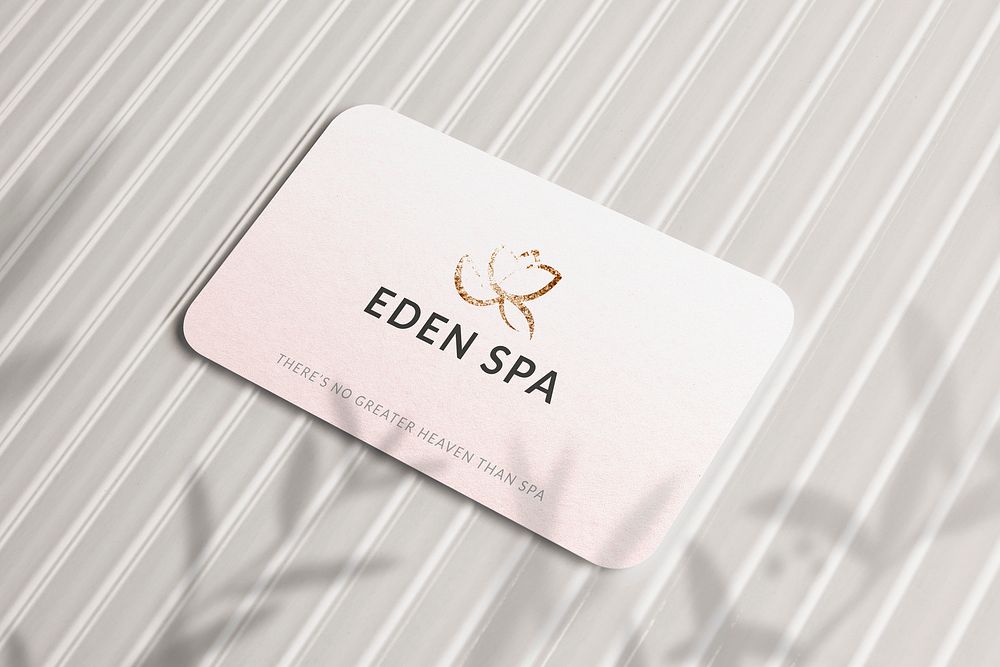 Business card mockup PSD, realistic floral design