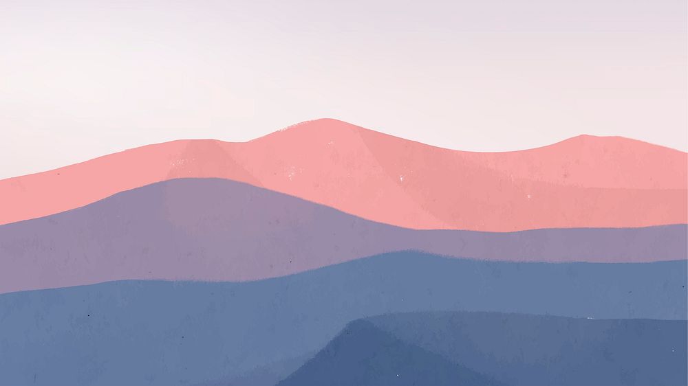 Gradient mountains desktop wallpaper, pink & blue design