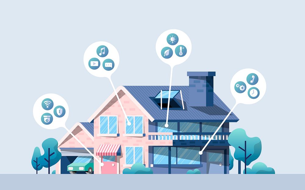 Smart home illustration, technology & lifestyle concept