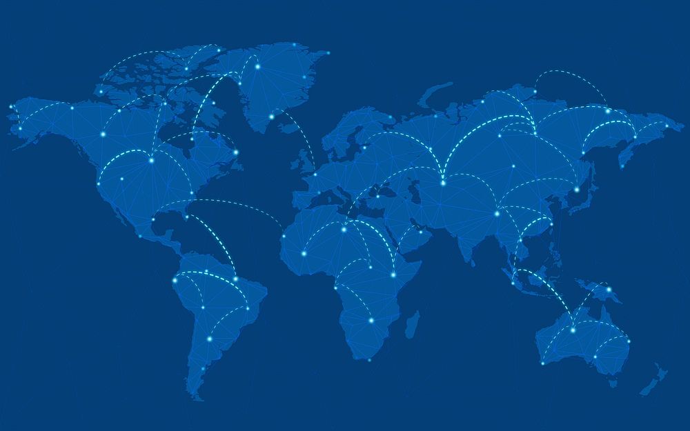 Worldwide connection blue background, communication concept