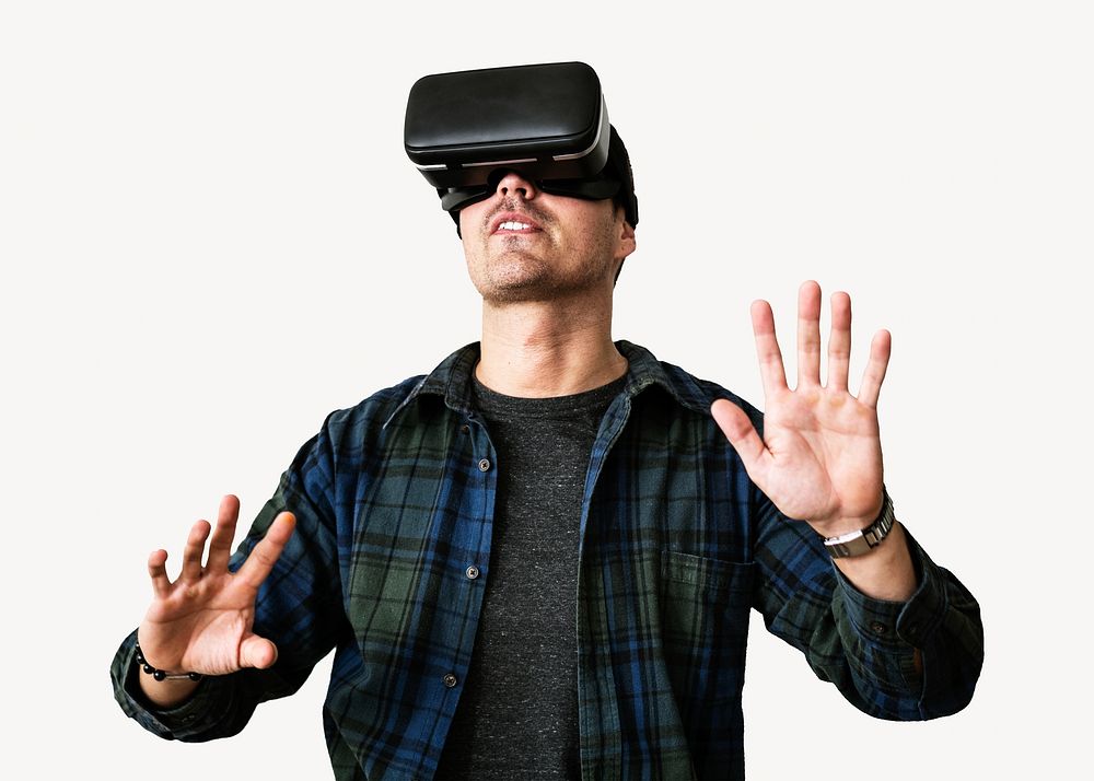 Man using VR headset isolated image