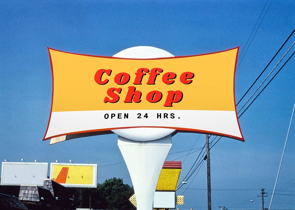 Coffee shop sign mockup, editable design psd