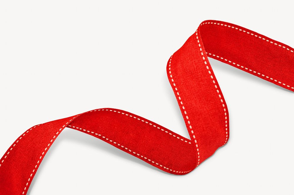 Red ribbon isolated image on white